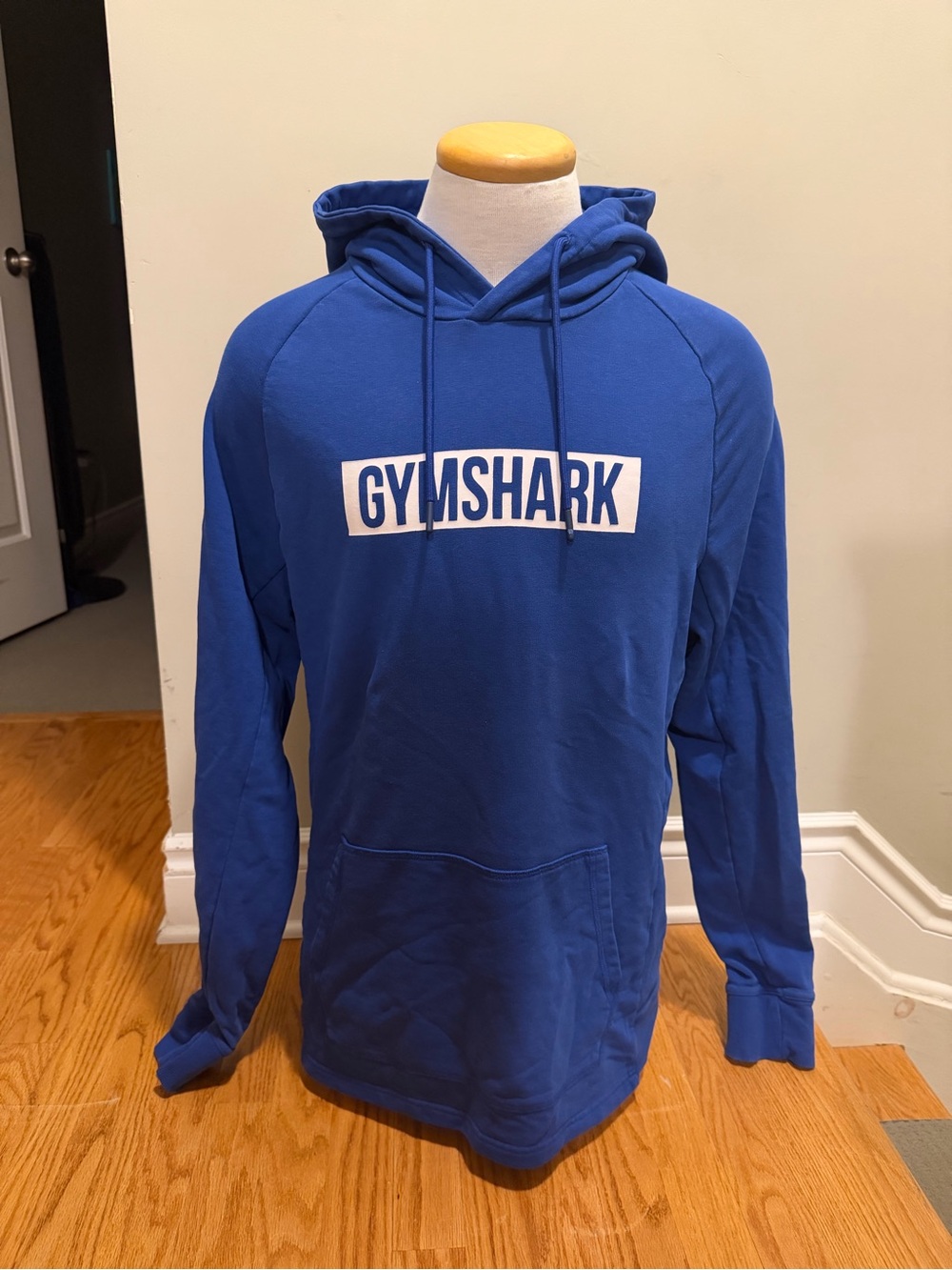 Gymshark Royal Blue Pullover Hoodie with White Logo